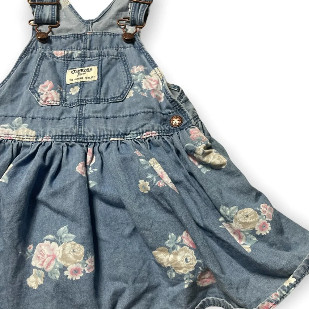 Baby OshKosh B'Gosh Denim Floral Overall Dress 24 Months